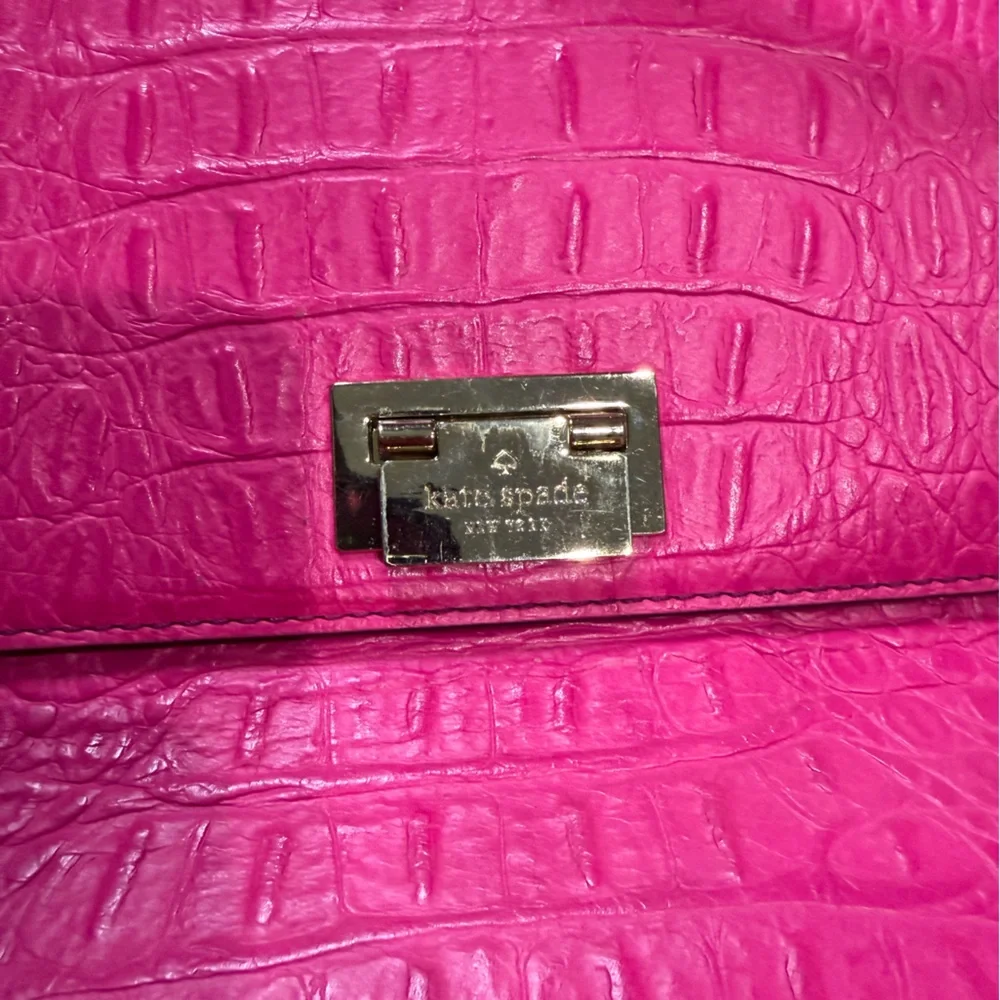 Hot pink Kate Spade Croc Satchel with Shoulder strap - Picture 2 of 15